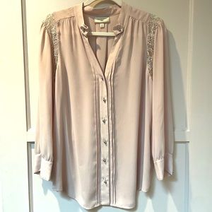 Moulinette Souers Anthropologie blush pink blouse